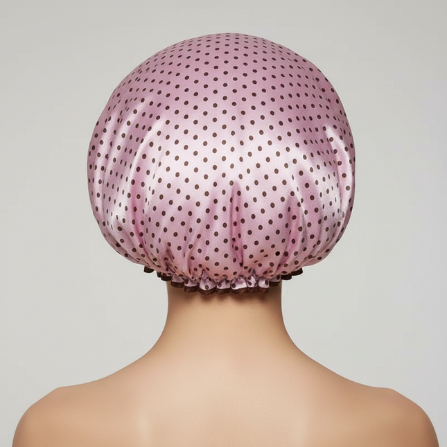 1PC Waterproof Shower Cap Leopard Print Double Layer Elastic Shower Hair Cover Reusable Wave Point Shower Cap Bathroom Supplies - gallery 1
