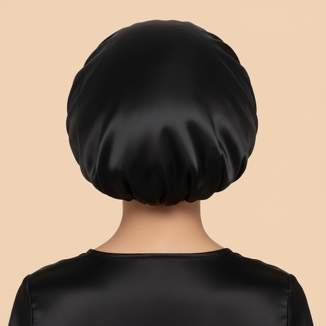 1pc Women's Solid Color Satin Wide-Brimmed Shower Cap, Suitable For Daily Use Silk Bonnet Satin Bonnet - gallery 1