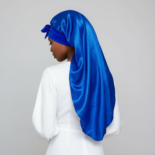 Bowknot Braid Bonnet, Unscented Satin Sleep Cap with Elastic Band and Long Tie for Women - Breathable Night Hair Bonnet - gallery 1