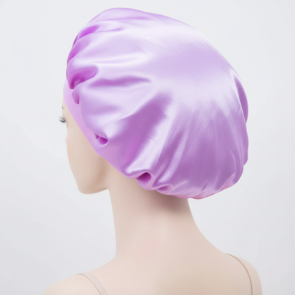Unisex Imitation Silk Sleeping Hat Black Wine Navy Elastic Narrow Head Satin Bonnet Night Sleeping Shower Cap Hair Styling Tool - gallery 1