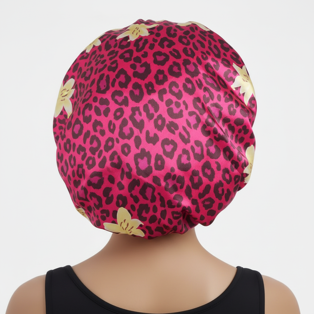 1PC Women's Leopard Print Satin Sleep Bonnet - Adjustable Night Cap for Hair Protection While Sleeping - gallery 1