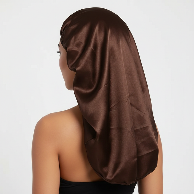 Silky Long Bonnet For Sleeping Solid Color Night Cap For Women Hair Care Tools For Sleeping In Overnight - gallery 1