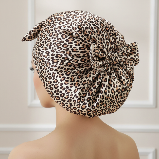 New Large Satin Bonnet Silk Night Sleeping Cap with Head Tie Band Bonnet Edge Wrap for Women Curly Braid Hair - gallery 1