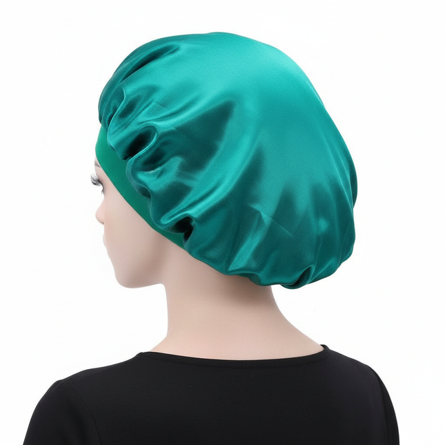 Unisex Imitation Silk Sleeping Hat Black Wine Navy Elastic Narrow Head Satin Bonnet Night Sleeping Shower Cap Hair Styling Tool - gallery 1