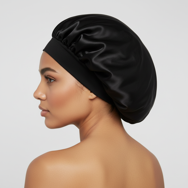 New Women Extra Large Satin Sleep Cap Solid Satin Bonnet Hair Styling Sleep Hat Wrap Shower Cap Beauty Hair Styling Tools - gallery 1