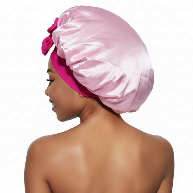 Double Layer Satin Hair Cap For Sleeping Bonnets For Women Round Haircare Women Headwear Night Hat Reversible Head Cover - gallery 1