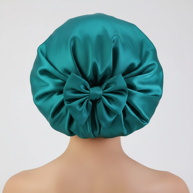 Women Satin Bonnet Solid Sleeping Hat Stretchy Tie Band Elastic Night Shower Cap Adjustable Hair Head Cover Bonnet for Women - gallery 1