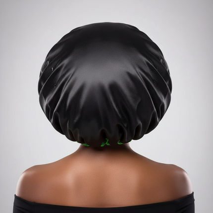 Reusable Shower Cap for Women Extra Large Terry Lined with Satin Cover Double Layers Waterproof Bathing Cap - gallery 1