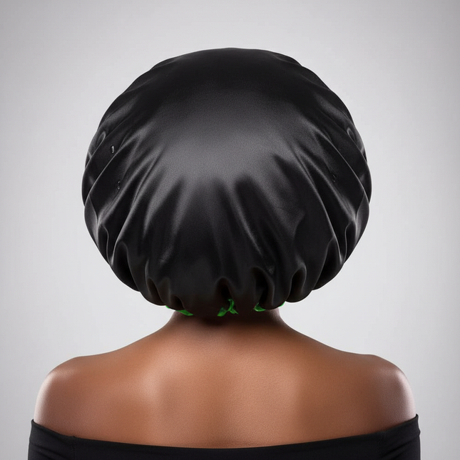 Reusable Shower Cap for Women Extra Large Terry Lined with Satin Cover Double Layers Waterproof Bathing Cap - gallery 1