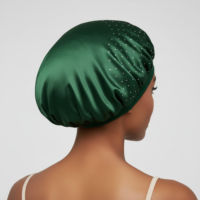Elegant Wide Band Satin Sleep Hat Soft Adjustable Elasticity Salon Headwrap Rhinestone Decorated Makeup Headband Hair Care - gallery 1