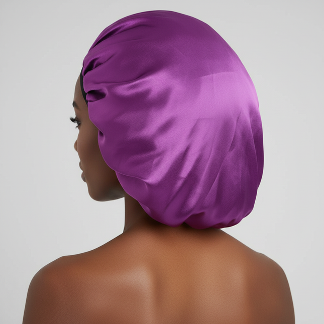 Sleep Bonnet Large Size Black Slim Band Elastic Shiny Headwear Soft Women Long Curly Hair Wrap Satin Hat Sleeping Home Supplies - gallery 1