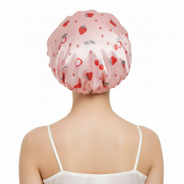 Wide Band Printed Kids Bonnet Shower Cap Silky Bonnet Curly Hair Boy Girls Adjustable Sleep Night Cap Baby Bow HeadWrap - gallery 1