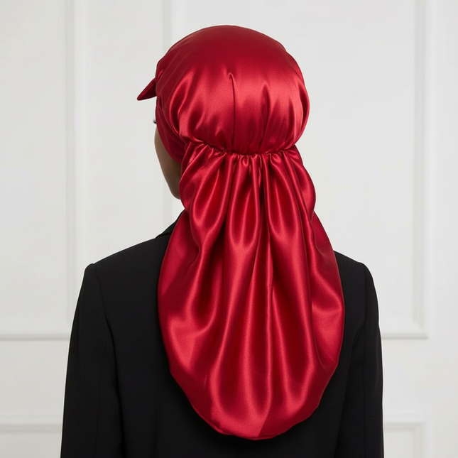 Bowknot Braid Bonnet, Unscented Satin Sleep Cap with Elastic Band and Long Tie for Women - Breathable Night Hair Bonnet - gallery 1