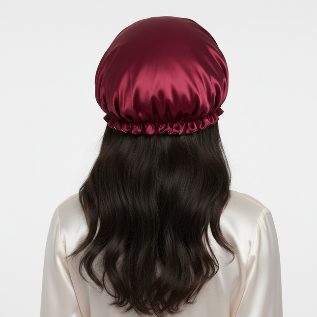 Lady Silk Night Sleep Hats Double Layer Head Cover Fashion Shower Cap Adjustable Silk Satin Bonnet For Women - gallery 1