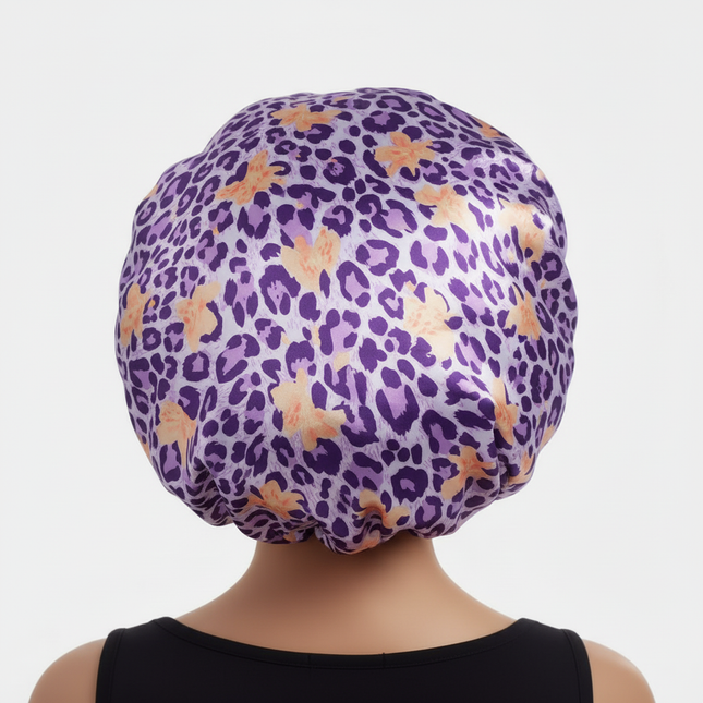 1PC Women's Leopard Print Satin Sleep Bonnet - Adjustable Night Cap for Hair Protection While Sleeping - gallery 1