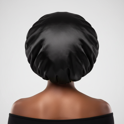 Reusable Shower Cap for Women Extra Large Terry Lined with Satin Cover Double Layers Waterproof Bathing Cap - gallery 1
