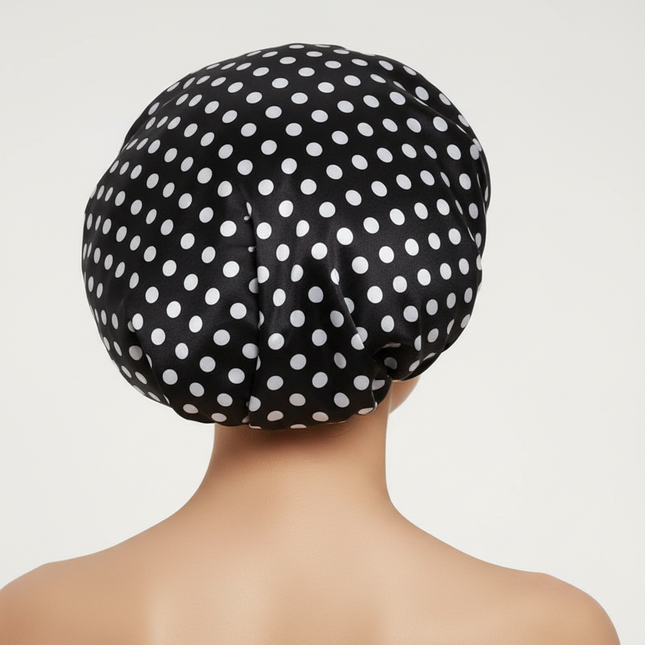 1PC Waterproof Shower Cap Leopard Print Double Layer Elastic Shower Hair Cover Reusable Wave Point Shower Cap Bathroom Supplies - gallery 1