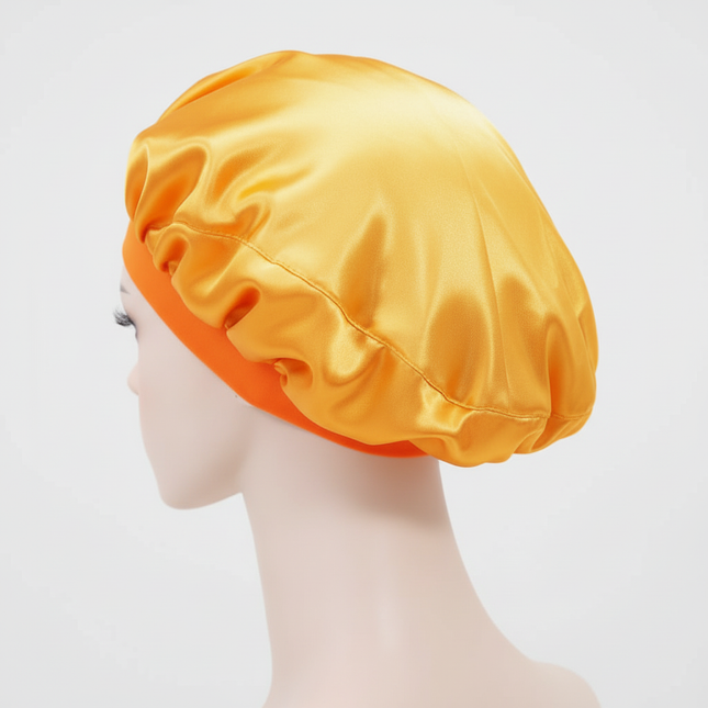 Unisex Imitation Silk Sleeping Hat Black Wine Navy Elastic Narrow Head Satin Bonnet Night Sleeping Shower Cap Hair Styling Tool - gallery 1