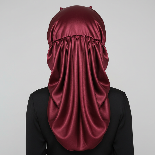 Women Bonnet Satin Sleeping Hat Long Tail Braid Hair Night Sleep Cap Head Cover Bonnets Shower Caps for Sauna Bathing Bonnet - gallery 1