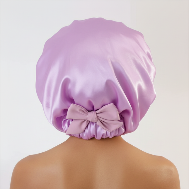 Women Satin Bonnet Solid Sleeping Hat Stretchy Tie Band Elastic Night Shower Cap Adjustable Hair Head Cover Bonnet for Women - gallery 1
