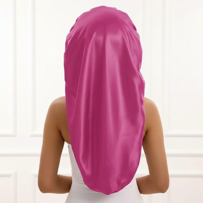 1/2/3pcs Satin Sleep Caps with Ribbon Tie - Black & Pink, Polyester Night Hats for Long Hair, Casual and Stylish Design - gallery 1