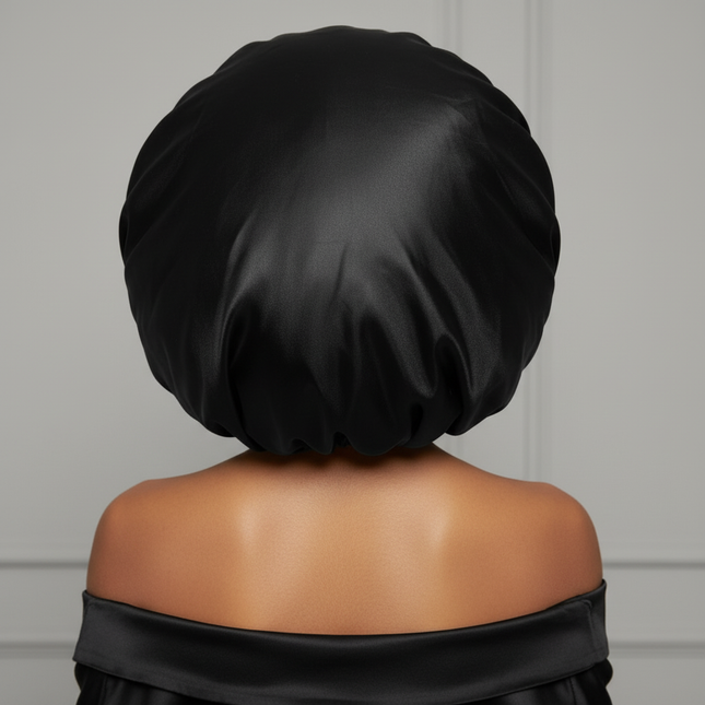 Black Waterproof Shower Cap Extra Large Women's Single Layer Eva Shower Cap Oil-baked Elastic Bathroom Cap Hood Hair Bonnet - gallery 1