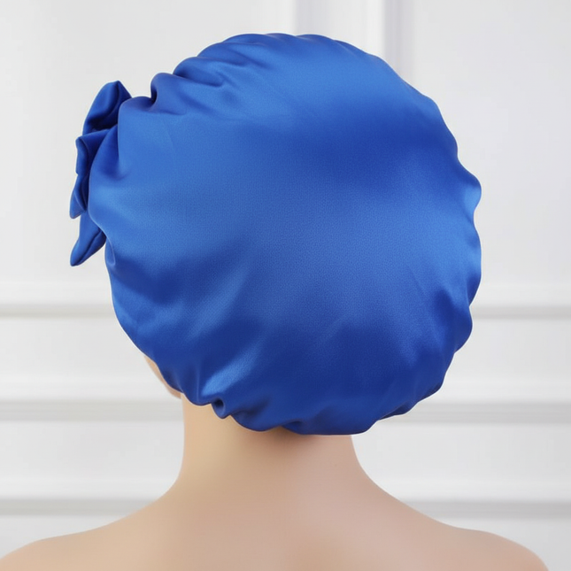 Women Satin Bonnet Solid Sleeping Hat Stretchy Tie Band Elastic Night Shower Cap Adjustable Hair Head Cover Bonnet for Women - gallery 1