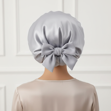 Women Satin Bonnet Solid Sleeping Hat Stretchy Tie Band Elastic Night Shower Cap Adjustable Hair Head Cover Bonnet for Women - gallery 1