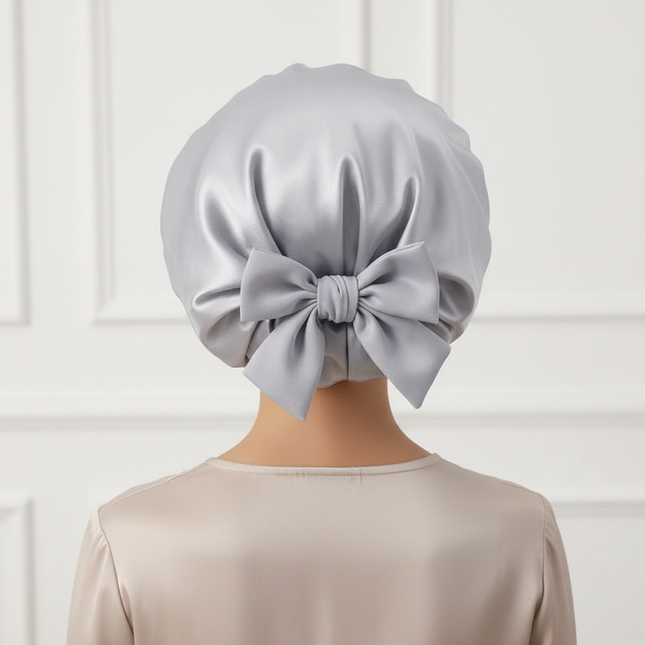 Women Satin Bonnet Solid Sleeping Hat Stretchy Tie Band Elastic Night Shower Cap Adjustable Hair Head Cover Bonnet for Women - gallery 1