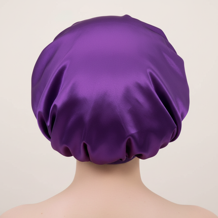 Unisex Imitation Silk Sleeping Hat Black Wine Navy Elastic Narrow Head Satin Bonnet Night Sleeping Shower Cap Hair Styling Tool - gallery 1