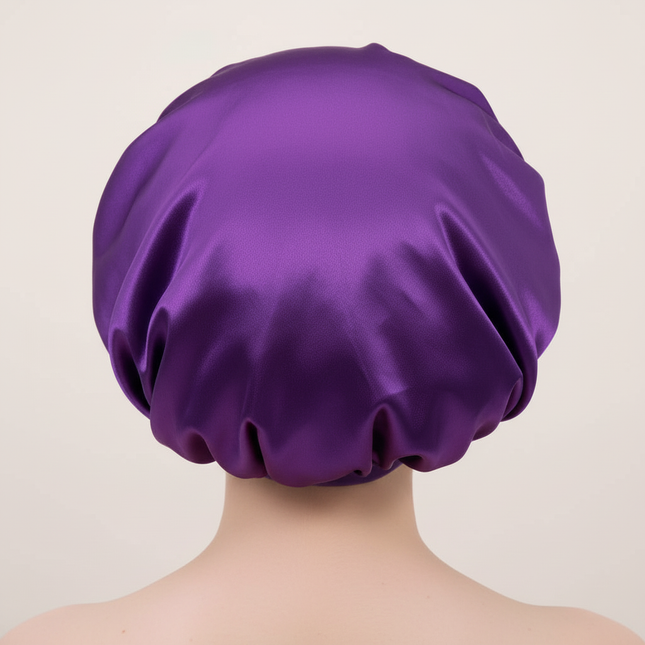 Unisex Imitation Silk Sleeping Hat Black Wine Navy Elastic Narrow Head Satin Bonnet Night Sleeping Shower Cap Hair Styling Tool - gallery 1