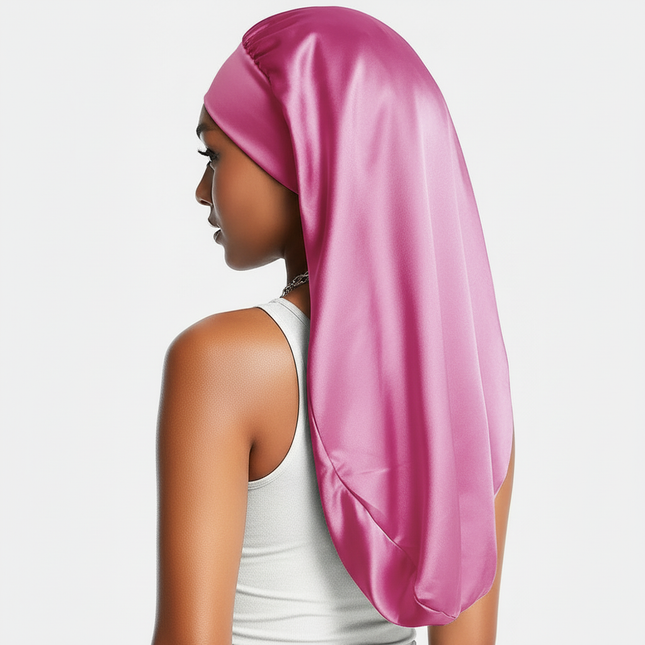 Soft Black Satin Hair Bonnet for Sleep & Shower - Elastic, Comfortable Wrap for Hair Protection and Style Preservation - gallery 1