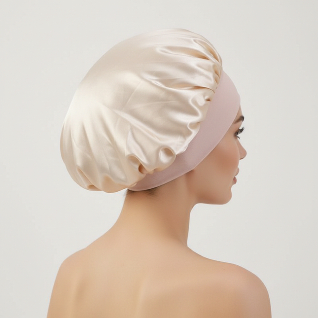 New Satin Wide Brim Nightcap Silky Bonnet Hair Wrap for Sleeping Sleep Cap With Elastic Soft Band Styling Cap Hair Wrapping Tool - gallery 1