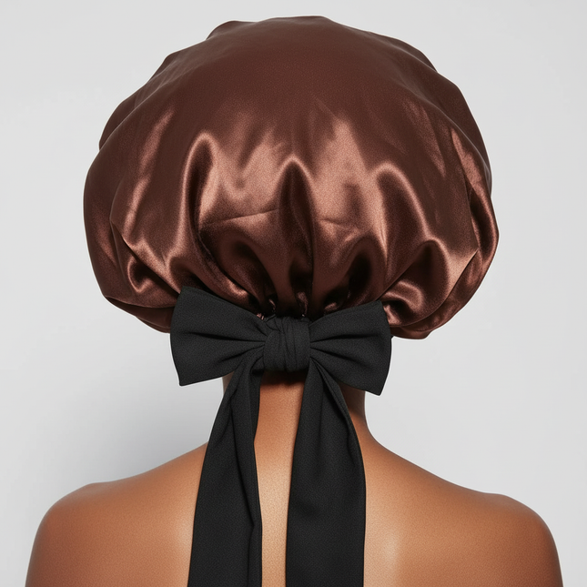 Double Layer Satin Hair Cap for Sleeping Bonnets for Women Round Haircare Women Headwear Night Hat Reversible Head Cover - gallery 1