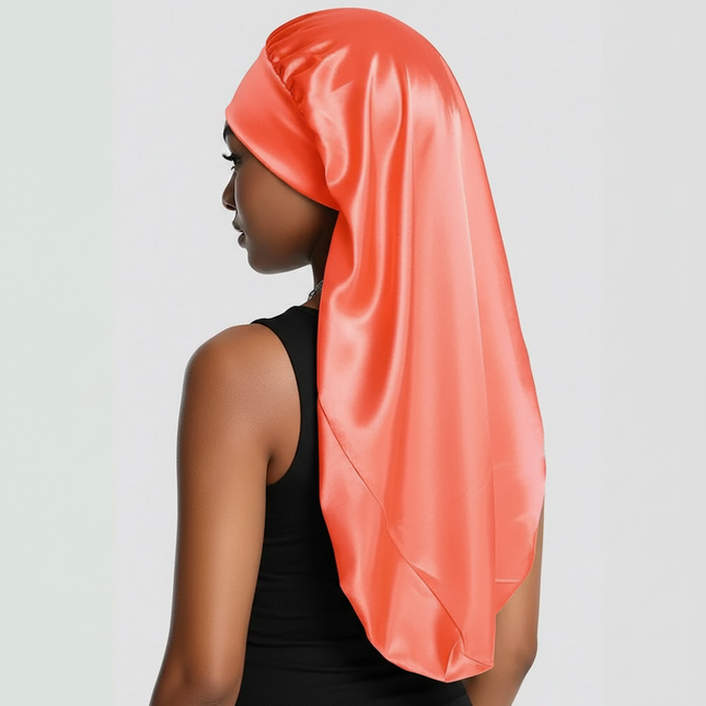 Soft Black Satin Hair Bonnet for Sleep & Shower - Elastic, Comfortable Wrap for Hair Protection and Style Preservation - gallery 1
