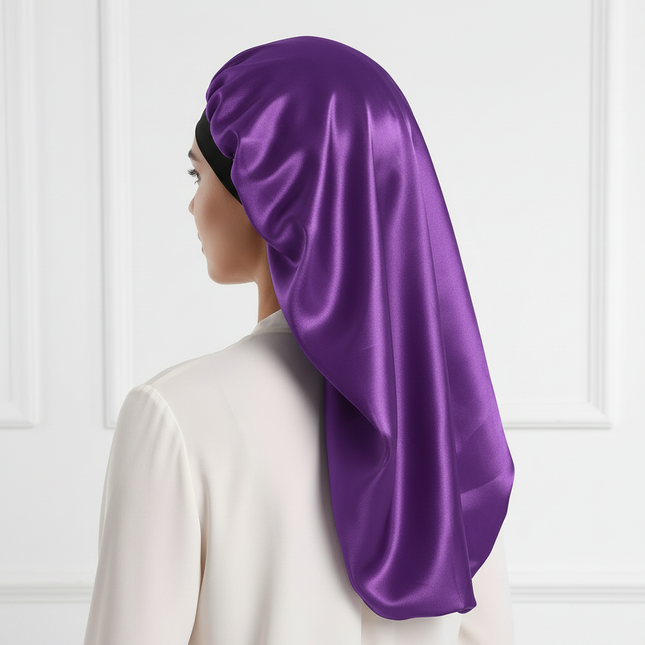 Long Women Large Satin Bonnet Silky Night Sleeping Cap Adjusting Button Night Hat Beauty Salon Hair Care Hat Bathroom Products - gallery 1