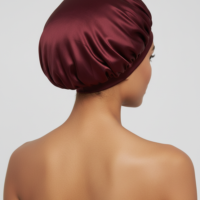 1pc Women's Solid Color Satin Wide-Brimmed Shower Cap, Suitable For Daily Use Silk Bonnet Satin Bonnet - gallery 1