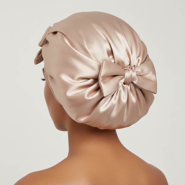 Women Satin Bonnet Solid Sleeping Hat Stretchy Tie Band Elastic Night Shower Cap Adjustable Hair Head Cover Bonnet for Women - gallery 1