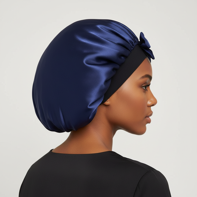 Women Satin Bonnet Solid Sleeping Hat Stretchy Tie Band Elastic Night Shower Cap Adjustable Hair Head Cover Bonnet for Women - gallery 1