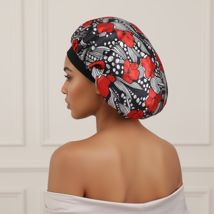 New Women's Extra Large Hair Cap For Sleeping African Printed Satin Cap Elastic Night Turban Artificial Silk Chemo Bonnet - gallery 1
