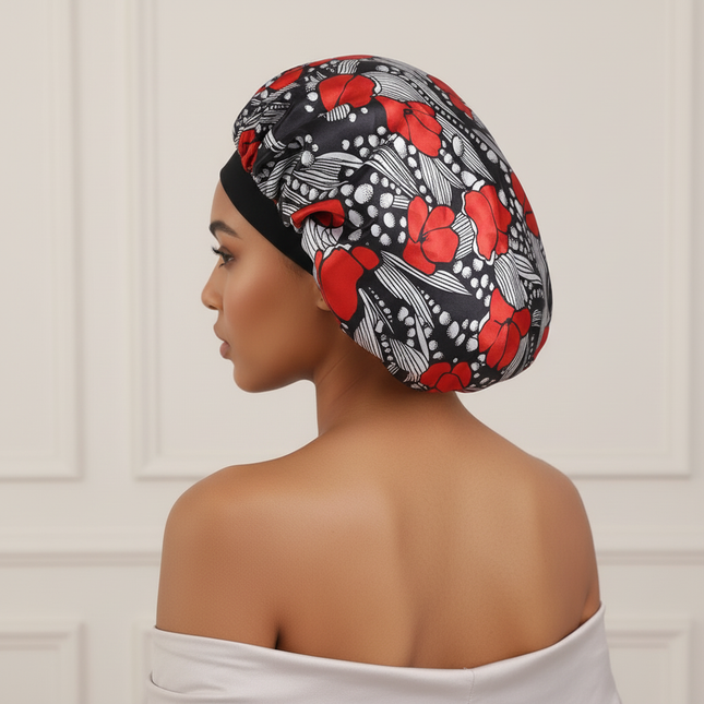 New Women's Extra Large Hair Cap For Sleeping African Printed Satin Cap Elastic Night Turban Artificial Silk Chemo Bonnet - gallery 1