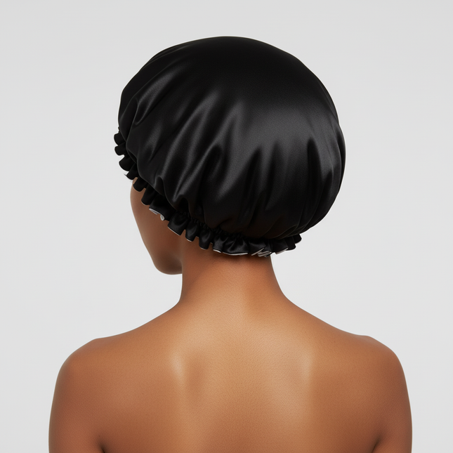Lady Silk Night Sleep Hats Double Layer Head Cover Fashion Shower Cap Adjustable Silk Satin Bonnet For Women - gallery 1