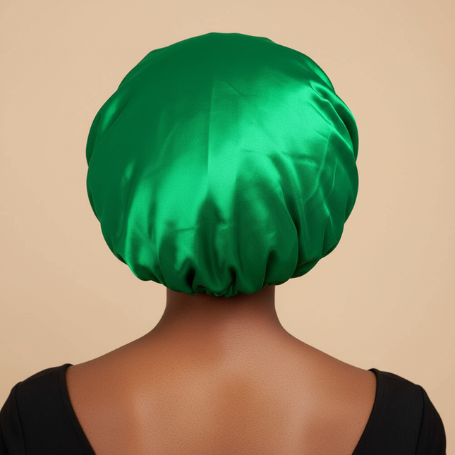 1pc Women's Solid Color Satin Wide-Brimmed Shower Cap, Suitable For Daily Use Silk Bonnet Satin Bonnet - gallery 1
