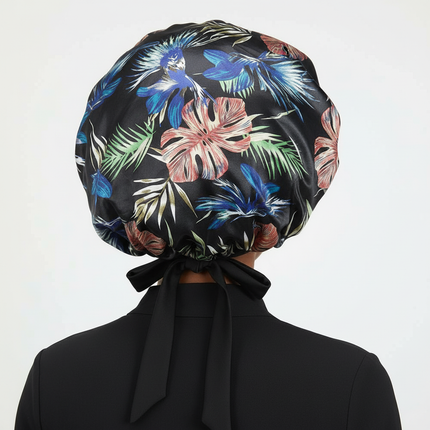 Patterned Satin Silk Sleep Bonnet for Women Long Curly Hair | Adjustable Tie Night Cap Maternity Hair Care Anti-Frizz - gallery 1