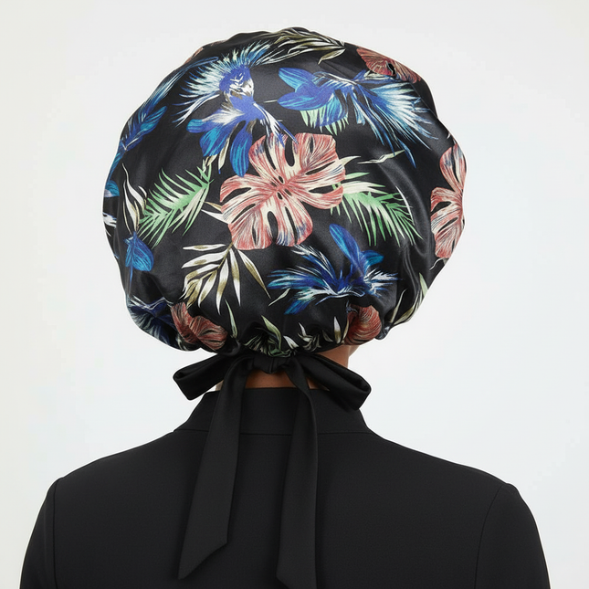 Patterned Satin Silk Sleep Bonnet for Women Long Curly Hair | Adjustable Tie Night Cap Maternity Hair Care Anti-Frizz - gallery 1