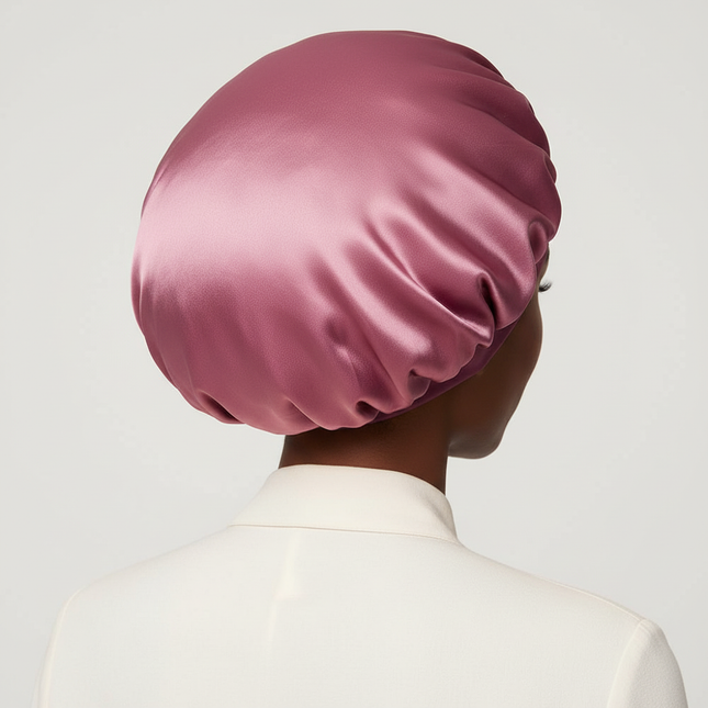 1pc Women's Solid Color Satin Wide-Brimmed Shower Cap, Suitable For Daily Use Silk Bonnet Satin Bonnet - gallery 1