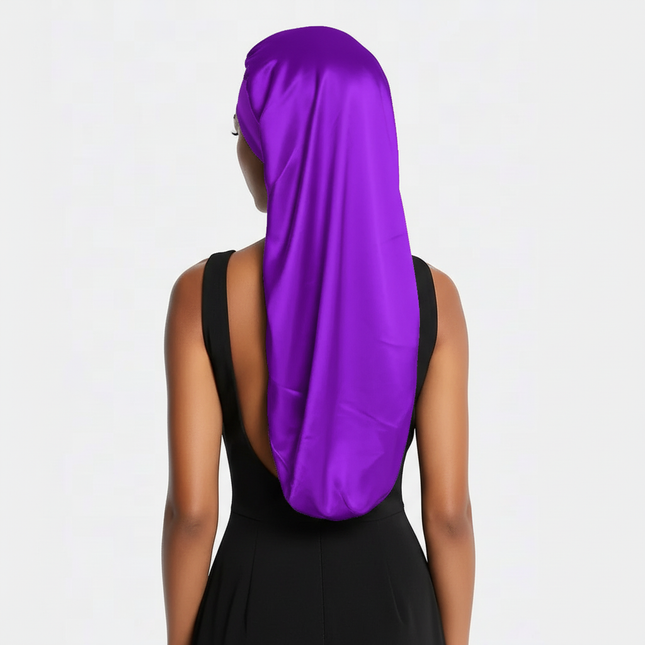 Soft Black Satin Hair Bonnet for Sleep & Shower - Elastic, Comfortable Wrap for Hair Protection and Style Preservation - gallery 1