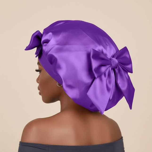 high-quality Mulberry Silk Sleeping Bonnet for Women Large Sleep Cap with Wide Elastic Tie Band for Curly Dreadlock Braid Hair C - gallery 1