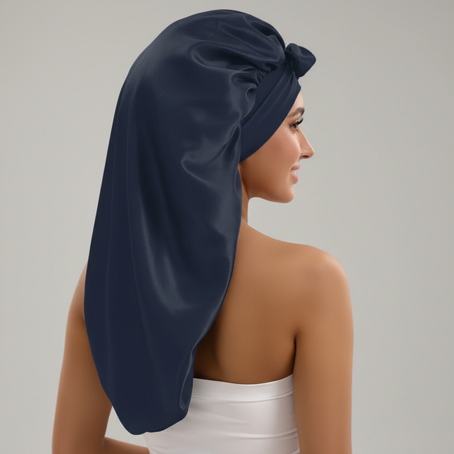 1/2/3pcs Satin Sleep Caps with Ribbon Tie - Black & Pink, Polyester Night Hats for Long Hair, Casual and Stylish Design - gallery 1