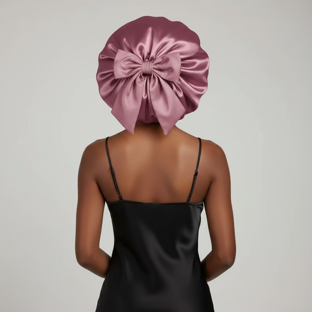 high-quality Mulberry Silk Sleeping Bonnet for Women Large Sleep Cap with Wide Elastic Tie Band for Curly Dreadlock Braid Hair C - gallery 1
